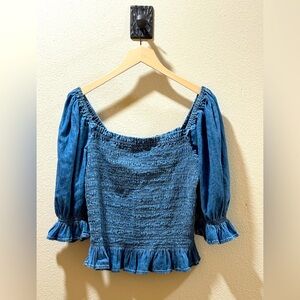 GAP Denim Puff Sleeve Gypsy Top - Size L